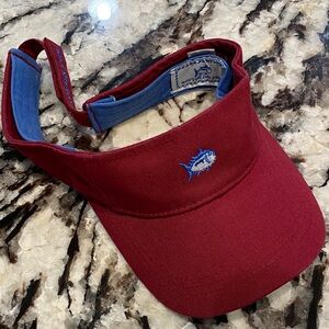 Southern Tide Kids Red and Blue Visor with Fish Design